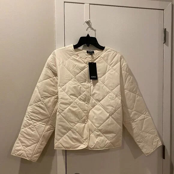 NWT: Jones New York (JNY) White Cream Collarless Quilted Jacket - Size XL - Picture 4 of 6